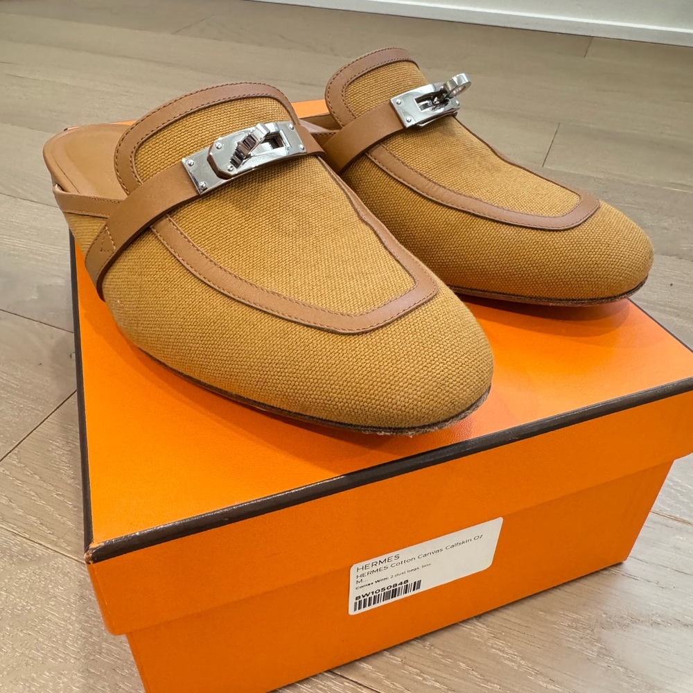 Authentic Hermès Canvas Mules
